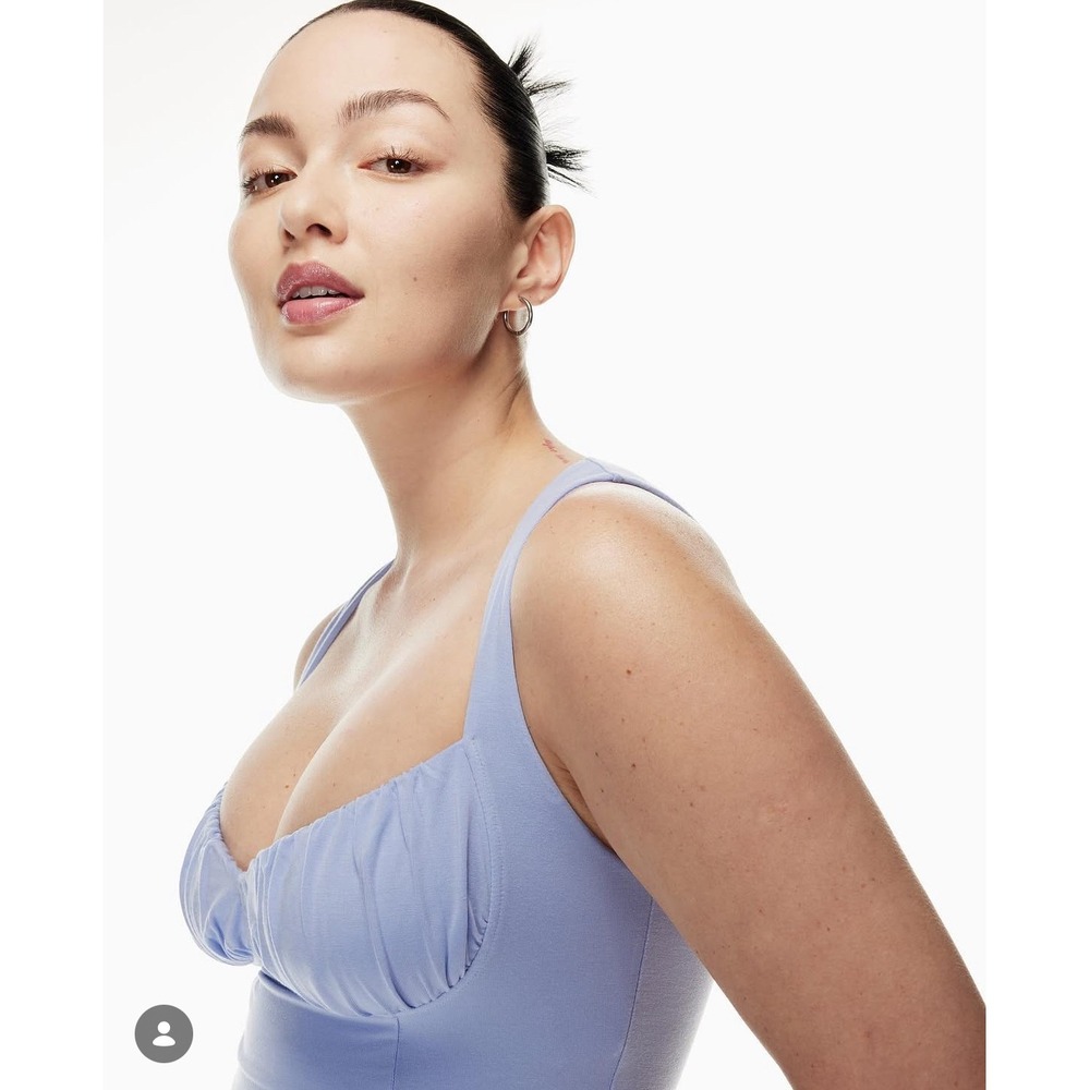 Aritzia Wilfred Corset Crop Tank XS Blue Periwinkle Casual Basic